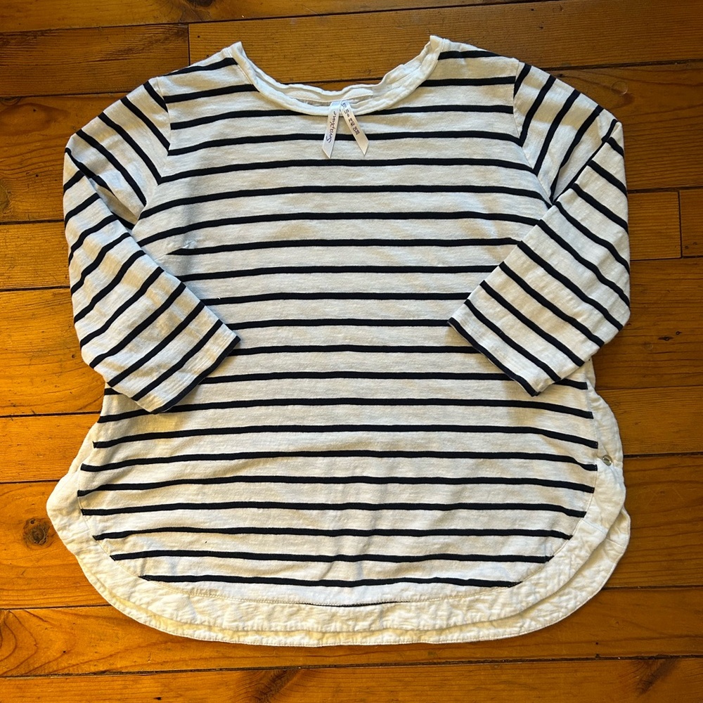 Seraphine maternity & nursing side snap navy/white  striped shirt
